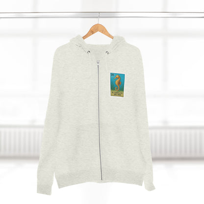 Seahorse Lotería Unisex - Zip Cotton Blend Fleece Hoodie (El Caballito del Mar)