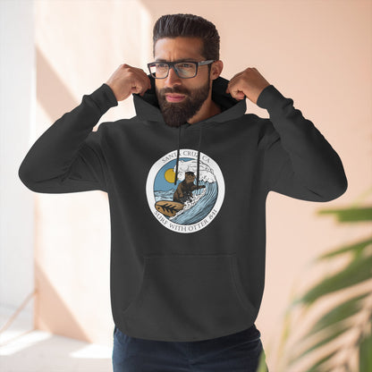 Surf with Otter 841 by Thiago Bianchini Unisex - Pull-Over Cotton Blend Fleece Hoodie