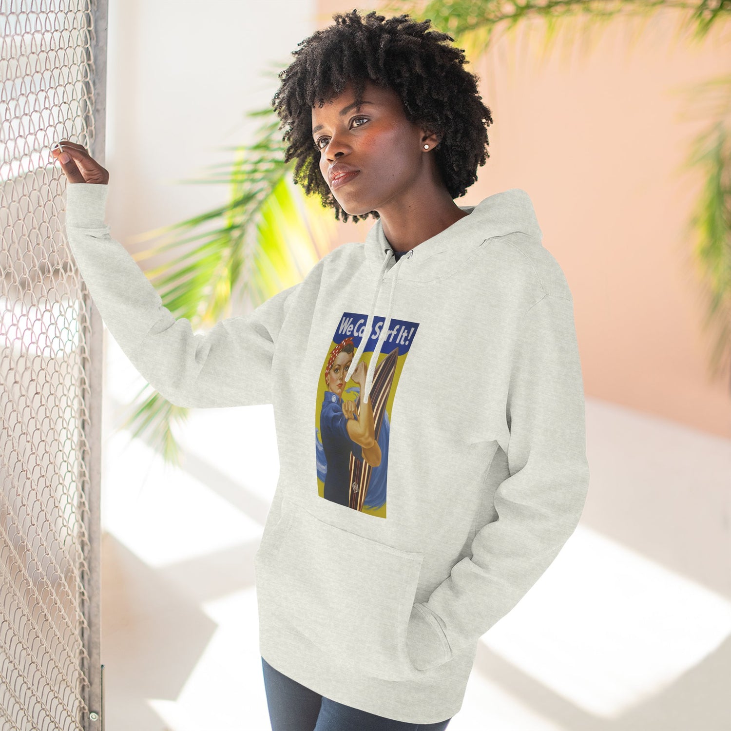 Rosie the Surfer - Pull-Over Cotton Blend Fleece Hoodie
