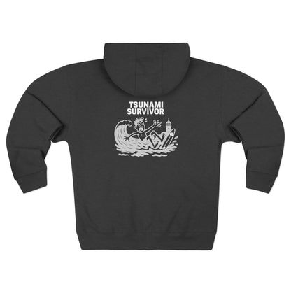 Tsunami Survivor Unisex - Zip Cotton Blend Fleece Hoodie