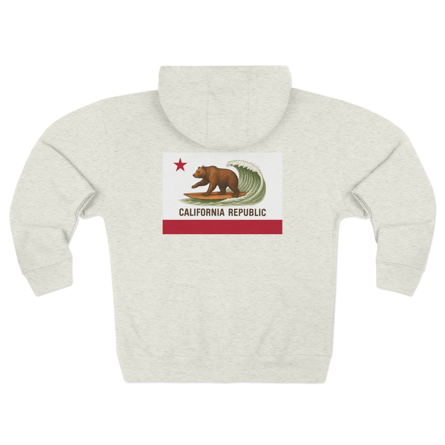 California Surfing Bear Flag Unisex - Zip Cotton Blend Fleece Hoodie