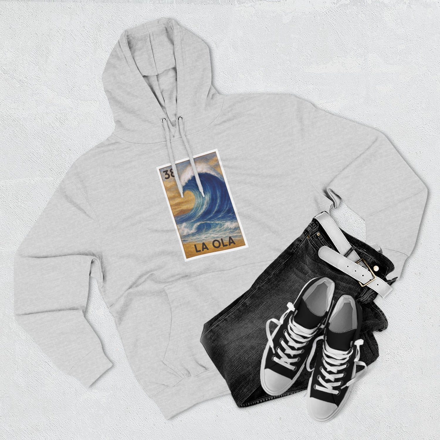 Wave Lotería Unisex - Pull-Over Cotton Blend Fleece Hoodie (La Ola)