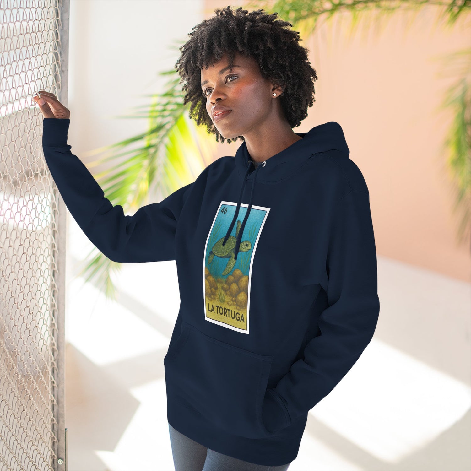 Turtle Lotería Unisex - Pull-Over Cotton Blend Fleece Hoodie (La Tortuga)