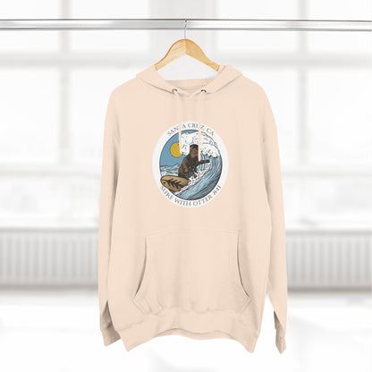 Surf with Otter 841 by Thiago Bianchini Unisex - Pull-Over Cotton Blend Fleece Hoodie