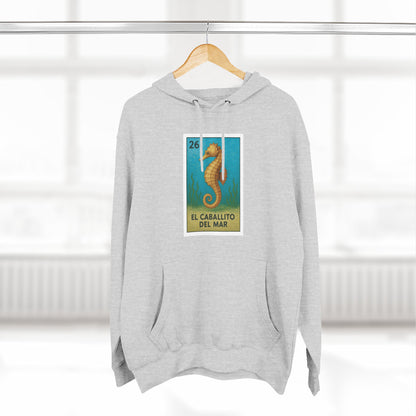 Seahorse Lotería Unisex - Pull-Over Cotton Blend Fleece Hoodie (El Caballito del Mar)