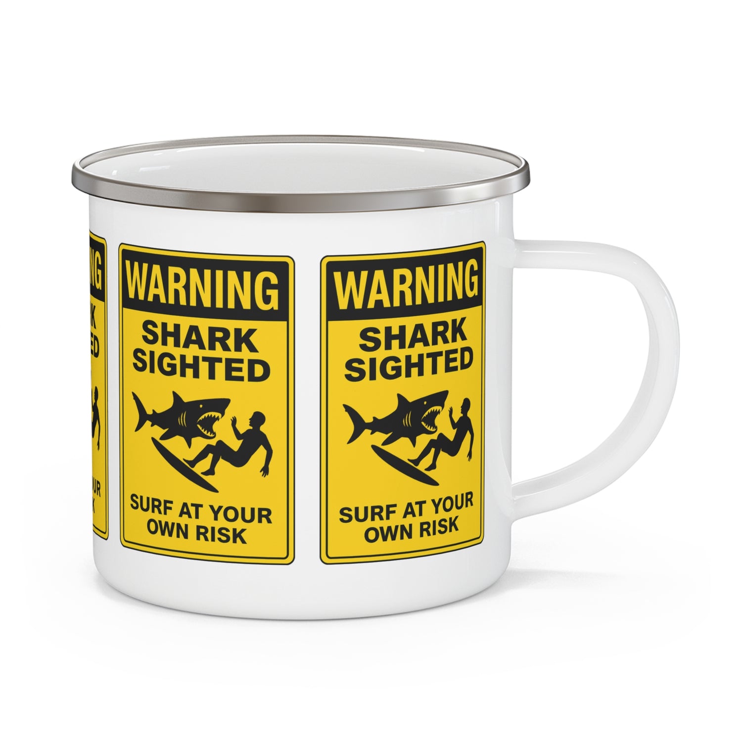 Shark Sighted Enamel Camping Mug (12oz - small)