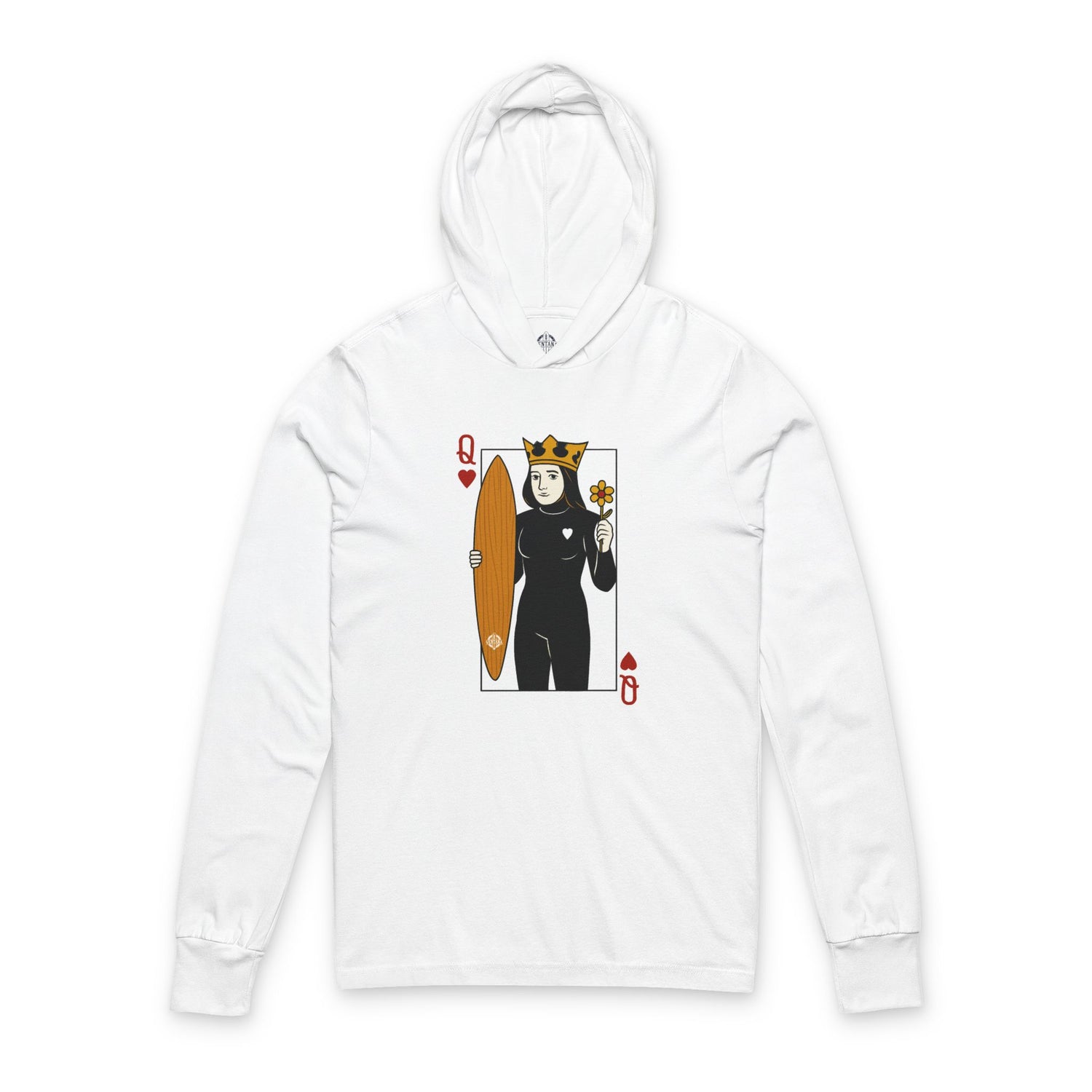 Queen of Hearts Surfer Unisex - Cotton Hooded Long Sleeve Hooded T-Shirt