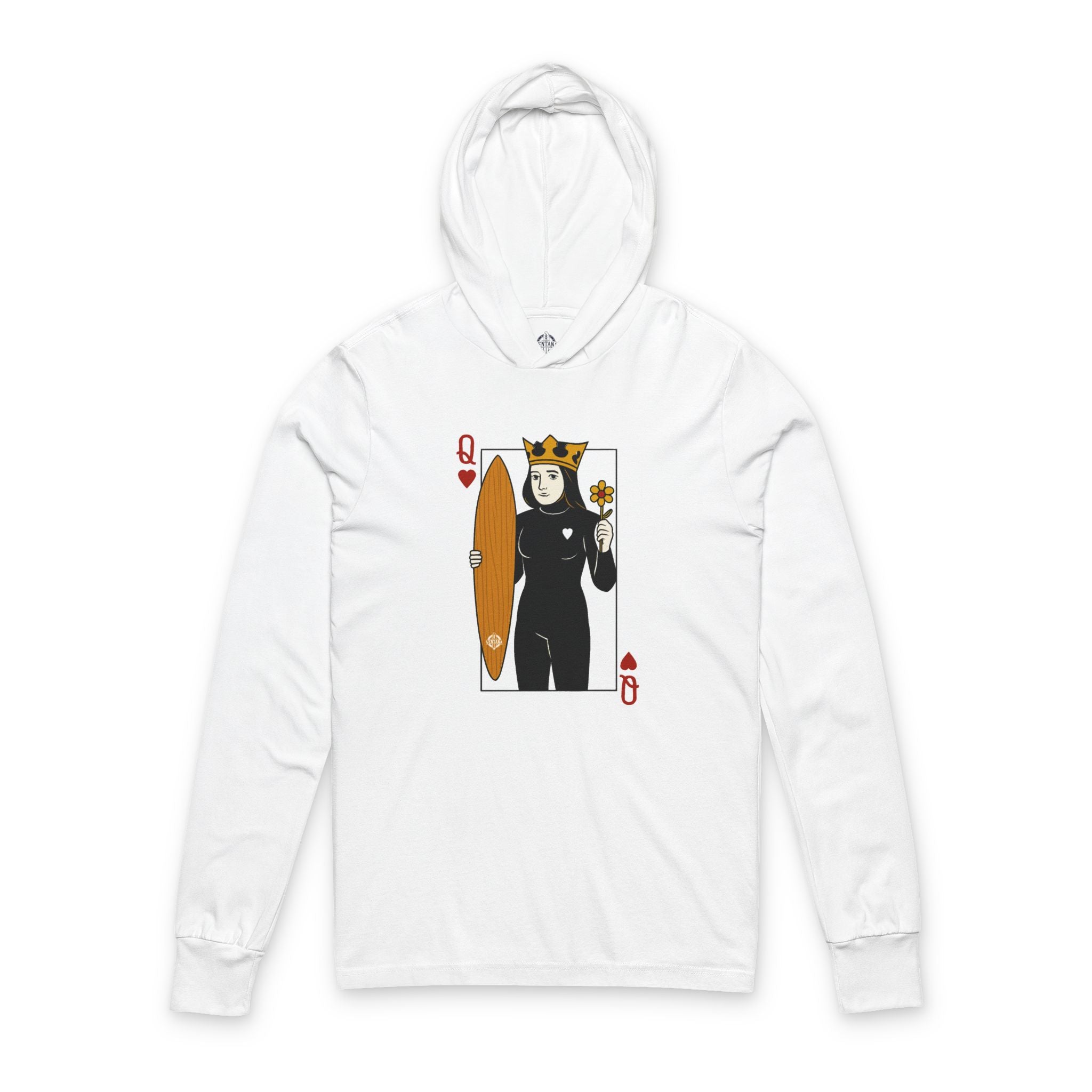 Queen of Hearts Surfer Unisex - Cotton Hooded Long Sleeve Hooded T-Shirt