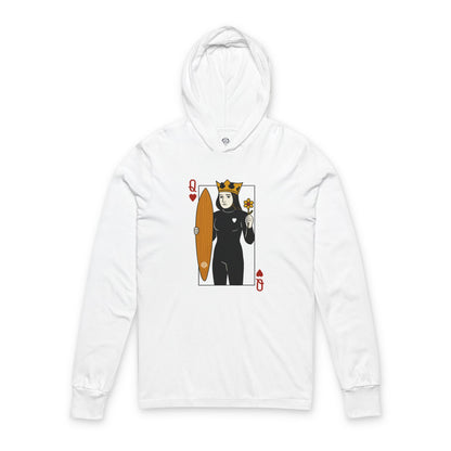 Queen of Hearts Surfer Unisex - Cotton Hooded Long Sleeve Hooded T-Shirt