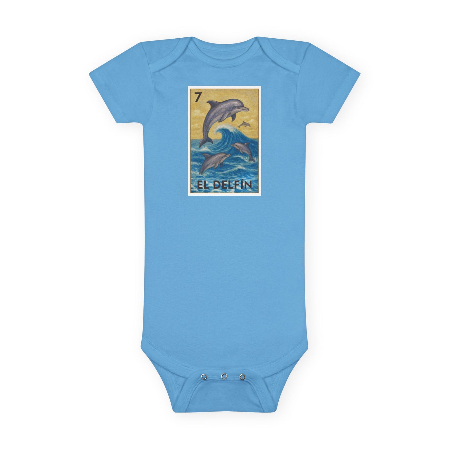 Dolphin Lotería - Baby Short Sleeve 100% Cotton Onesie (El Delfín)
