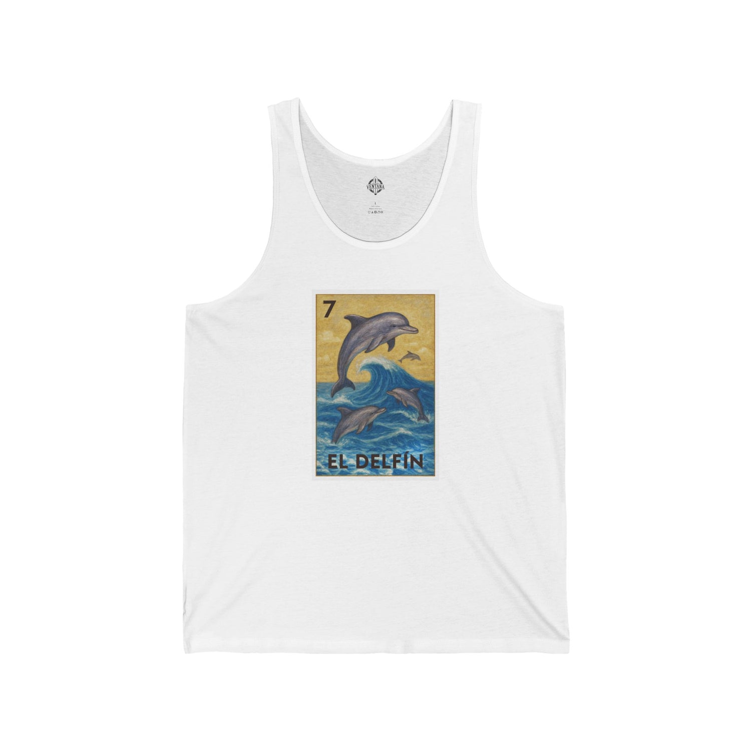 Dolphin Lotería - Cotton Jersey Tank Top Unisex (El Delfín)
