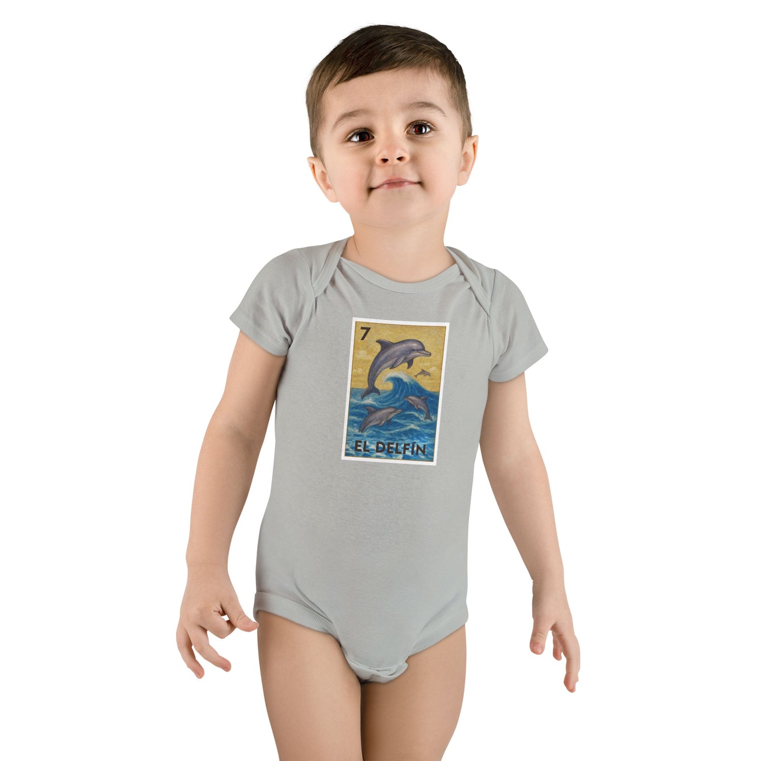 Dolphin Lotería - Baby Short Sleeve 100% Cotton Onesie (El Delfín)