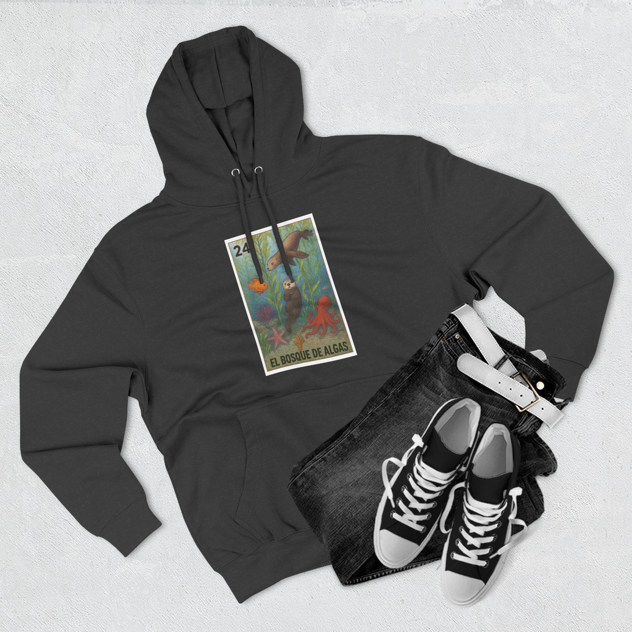 Kelp Forest Lotería Unisex - Pull-Over Cotton Blend Fleece Hoodie (El Bosque de Algas)