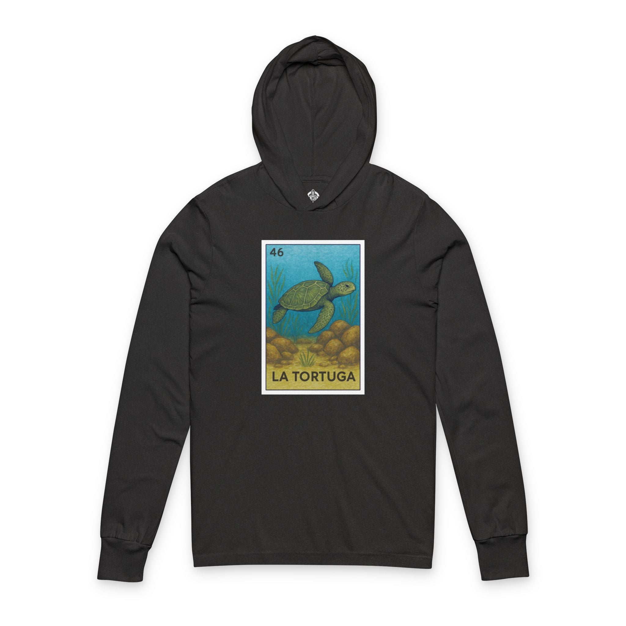 Turtle Lotería Unisex - Cotton Hooded Long Sleeve Hooded T-Shirt (La Tortuga)