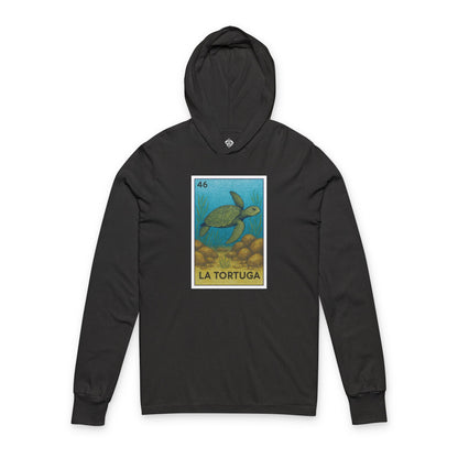 Turtle Lotería Unisex - Cotton Hooded Long Sleeve Hooded T-Shirt (La Tortuga)