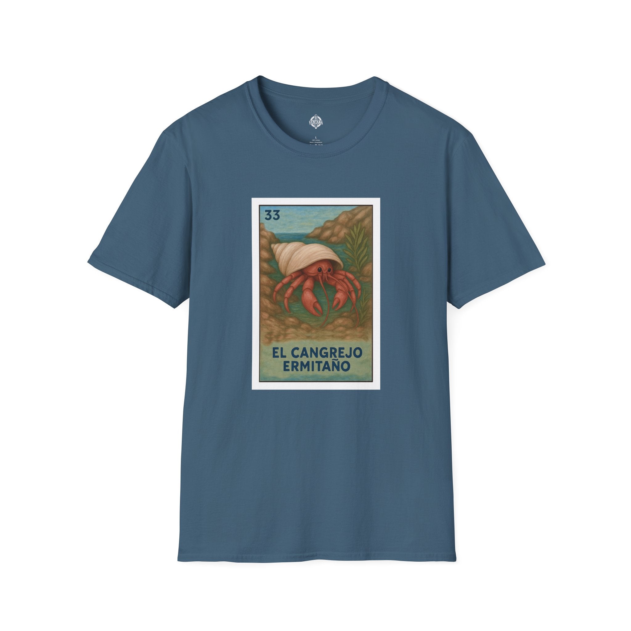 Hermit Crab Lotería Unisex - Soft Style U.S. Cotton T-Shirt (El Cangrejo Ermitaño)