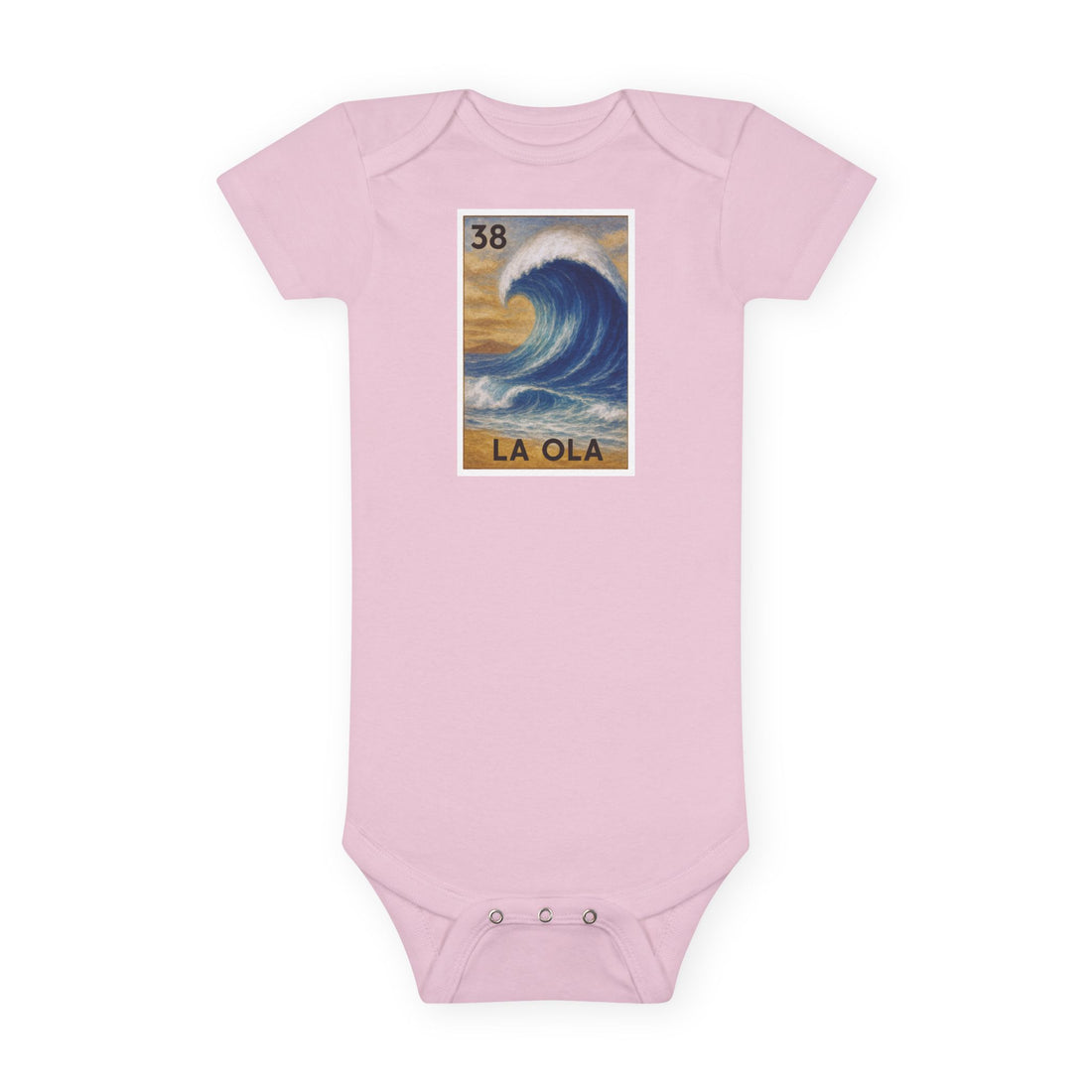 Wave Lotería - Baby Short Sleeve 100% Cotton Onesie (La Ola)