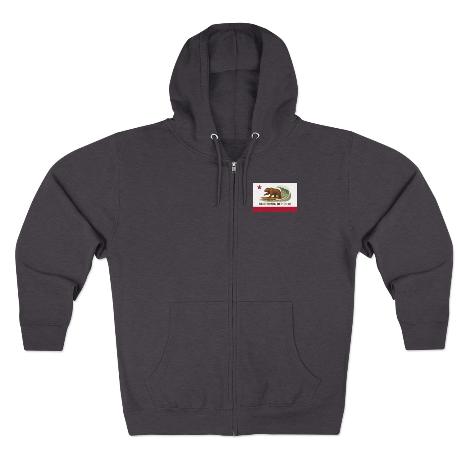 California Surfing Bear Flag Unisex - Zip Cotton Blend Fleece Hoodie
