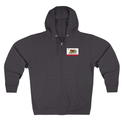 California Surfing Bear Flag Unisex - Zip Cotton Blend Fleece Hoodie