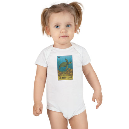 Turtle Lotería - Baby Short Sleeve 100% Cotton Onesie (La Tortuga)