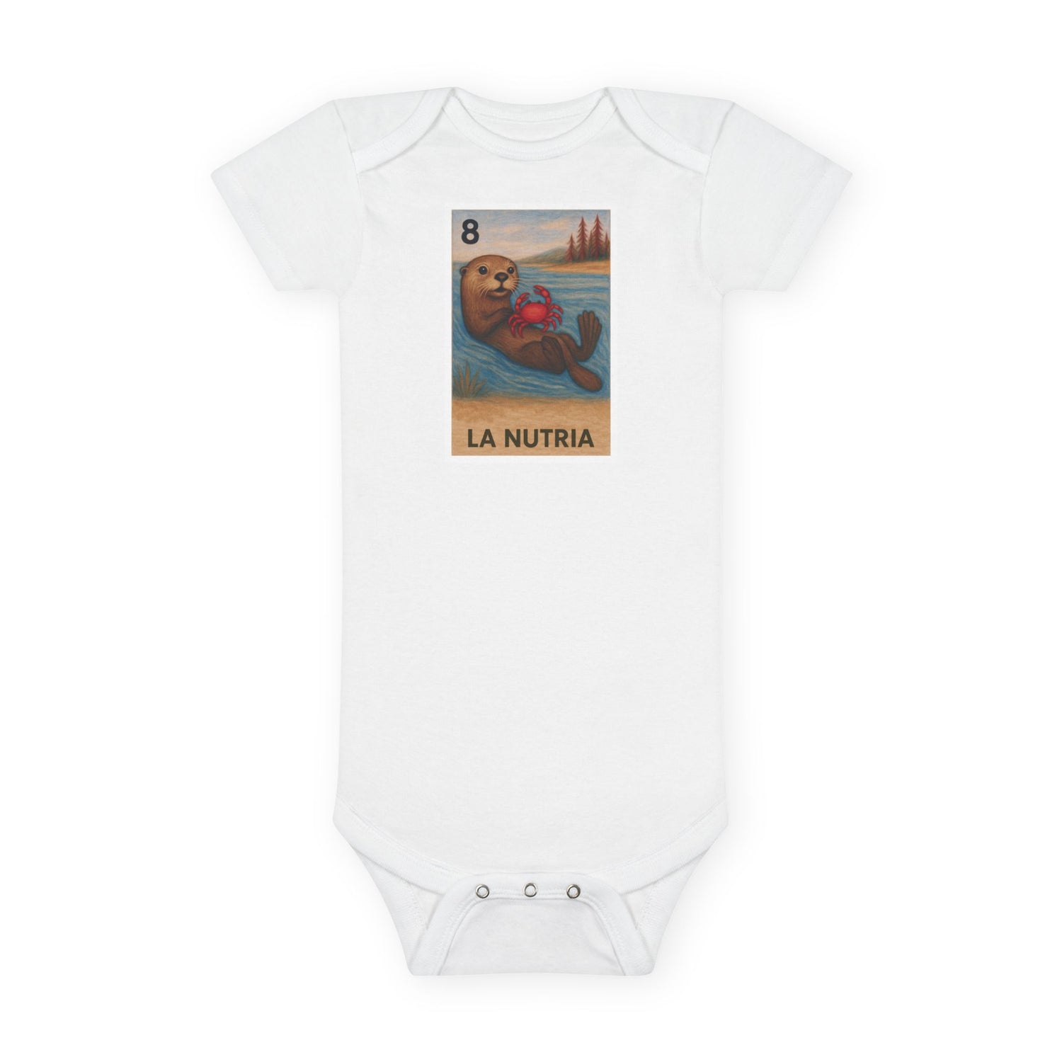 Sea Otter Lotería - Baby Short Sleeve 100% Cotton Onesie (La Nutria)