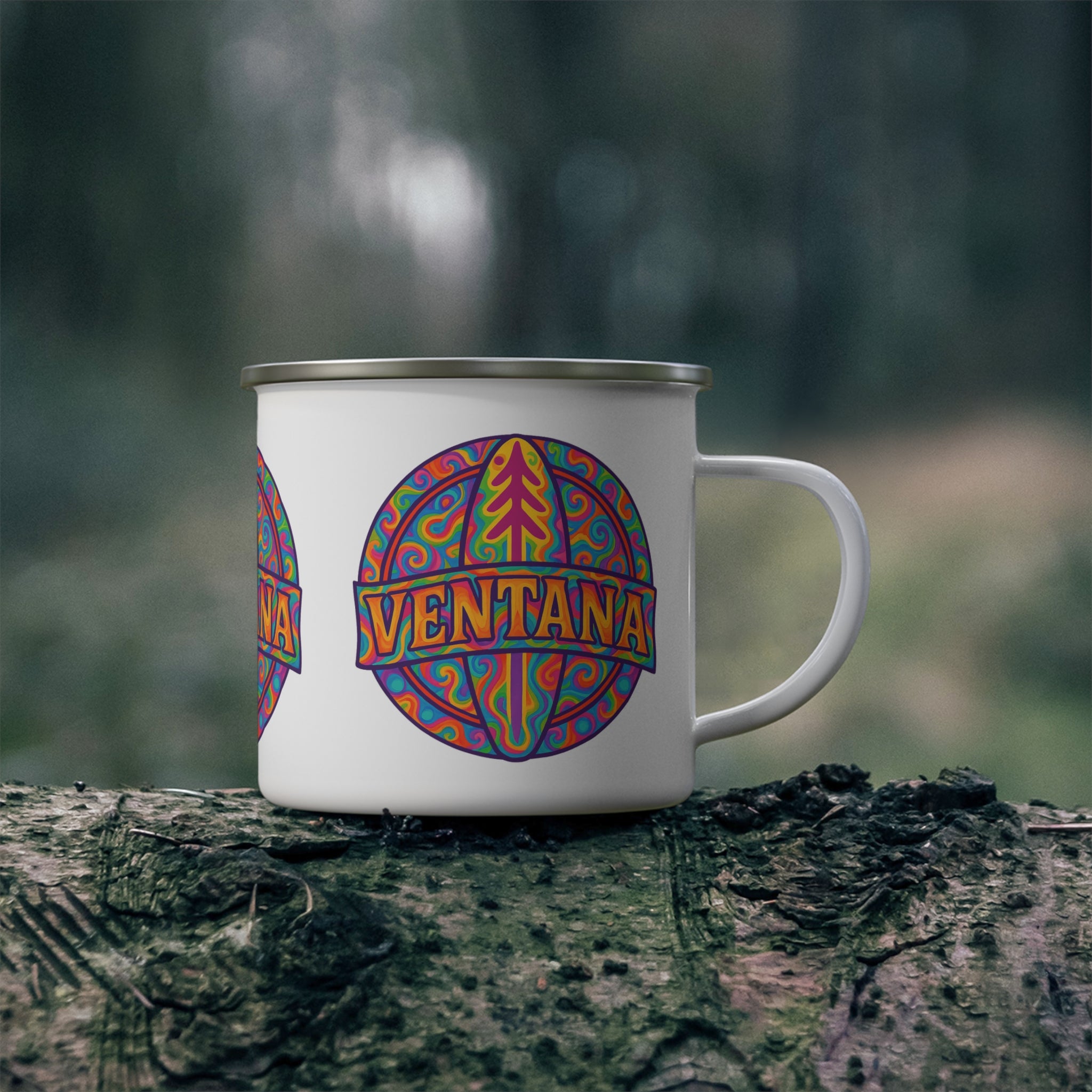 Ventana Psychedelic Treefish Logo Enamel Camping Mug (12oz - small)