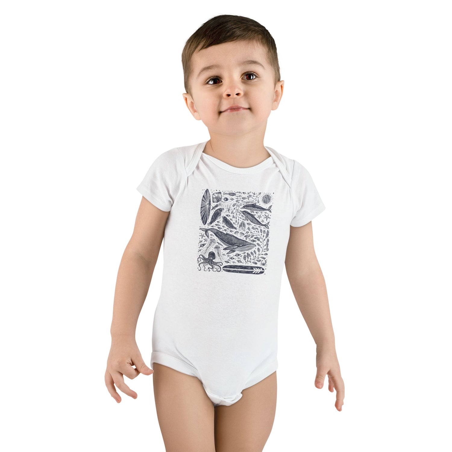 Ventana Marine Life by Lili Arnold - Baby Short Sleeve 100% Cotton Onesie