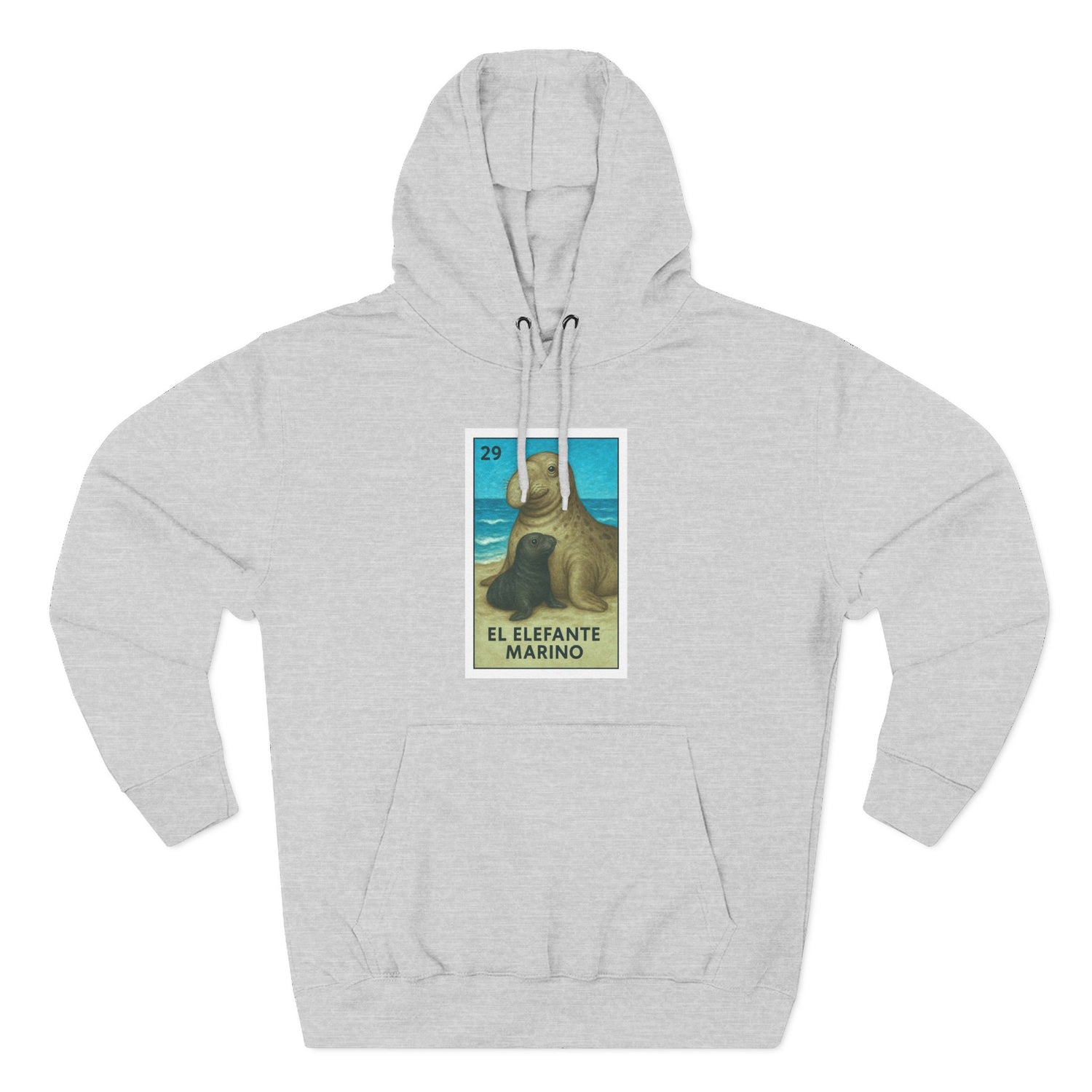 Elephant Seal Lotería Unisex - Pull-Over Cotton Blend Fleece Hoodie (El Elefanto Marino)