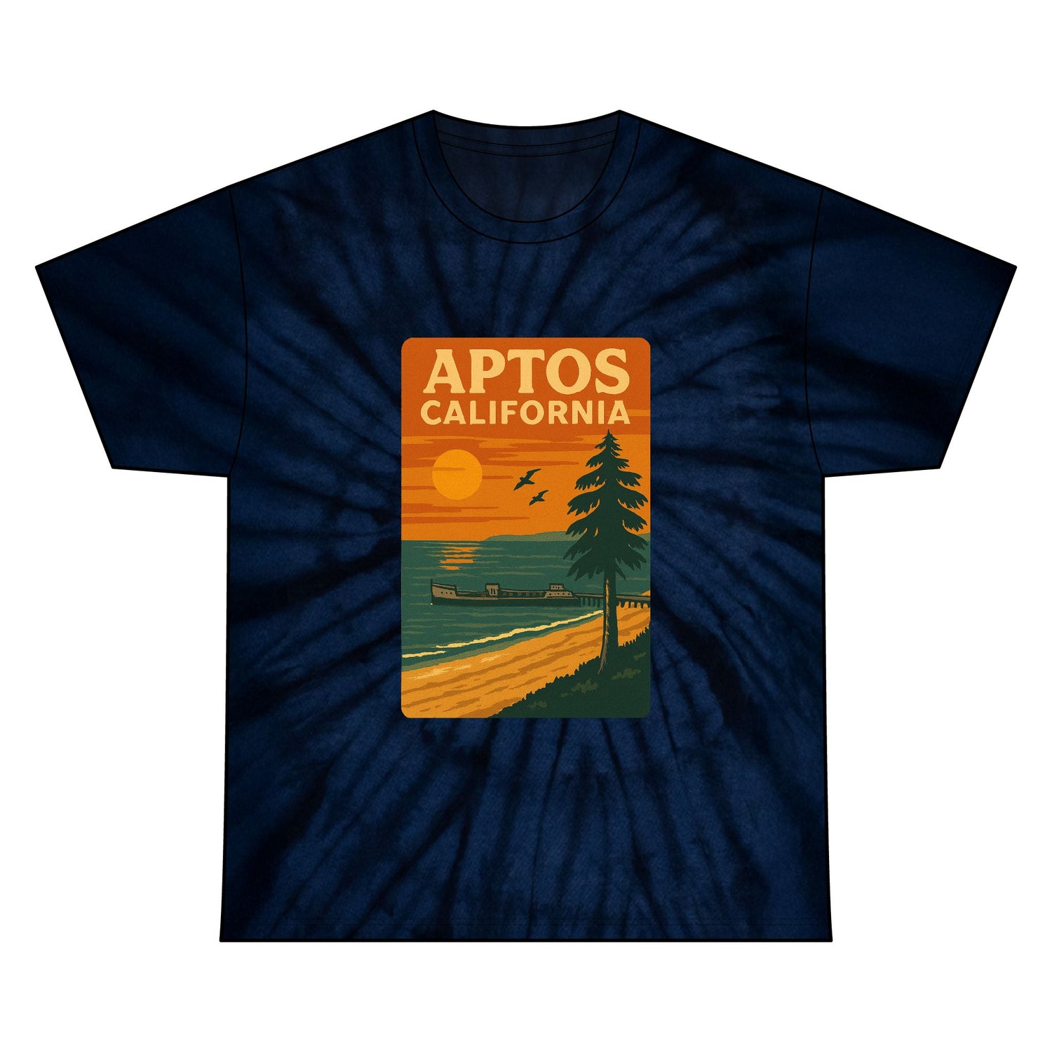 Aptos California Sunset Unisex Tie Dye - 100% Cotton T-Shirt