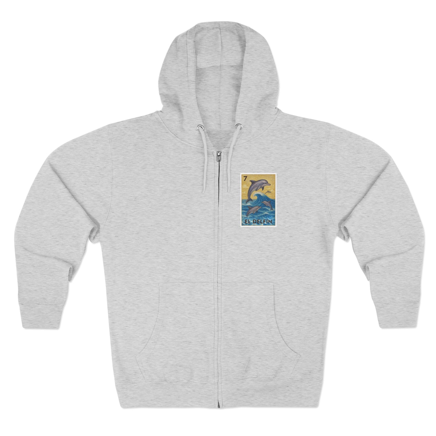 Dolphin Lotería Unisex - Zip Cotton Blend Fleece Hoodie (El Delfín)