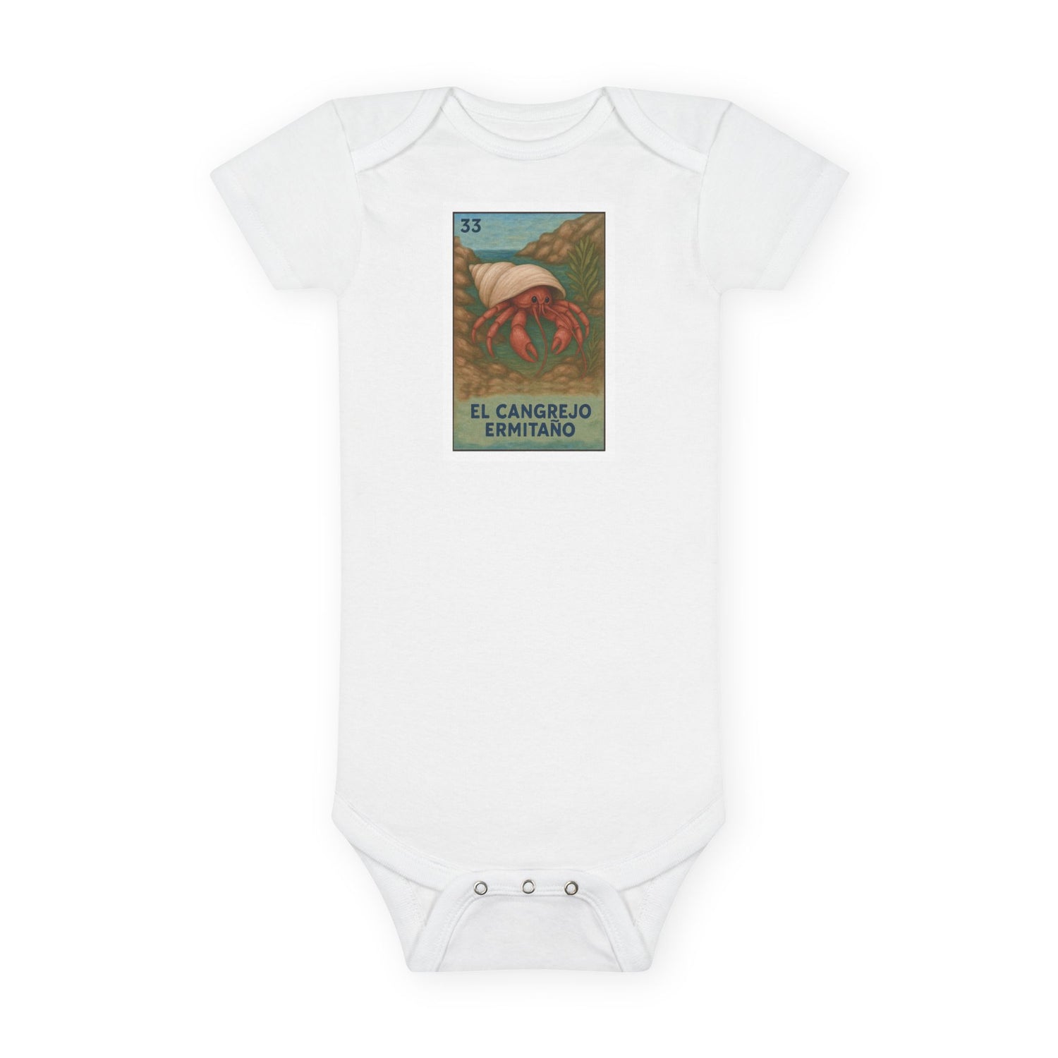 Hermit Crab Lotería - Baby Short Sleeve 100% Cotton Onesie (El Cangrejo Ermitaño)