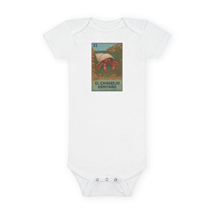 Hermit Crab Lotería - Baby Short Sleeve 100% Cotton Onesie (El Cangrejo Ermitaño)