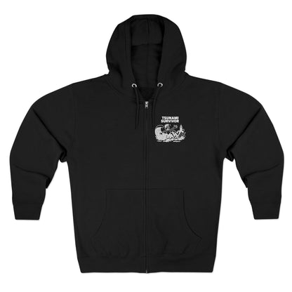 Tsunami Survivor Unisex - Zip Cotton Blend Fleece Hoodie