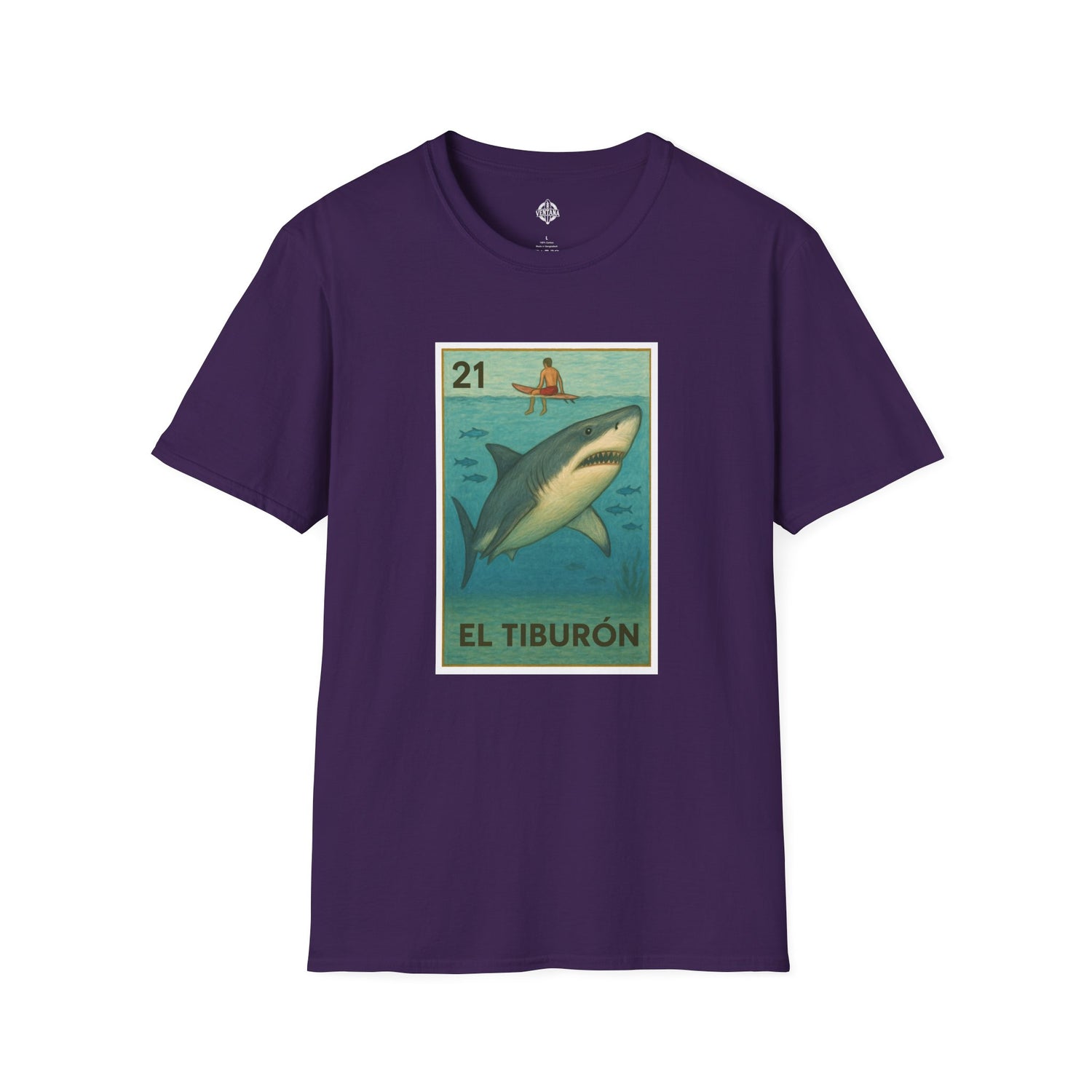 Shark Lotería Unisex - Soft Style U.S. Cotton T-Shirt (El Tiburón)