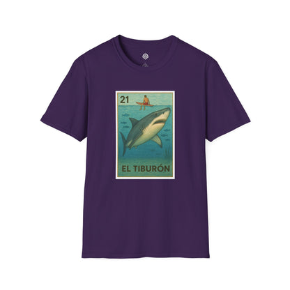 Shark Lotería Unisex - Soft Style U.S. Cotton T-Shirt (El Tiburón)