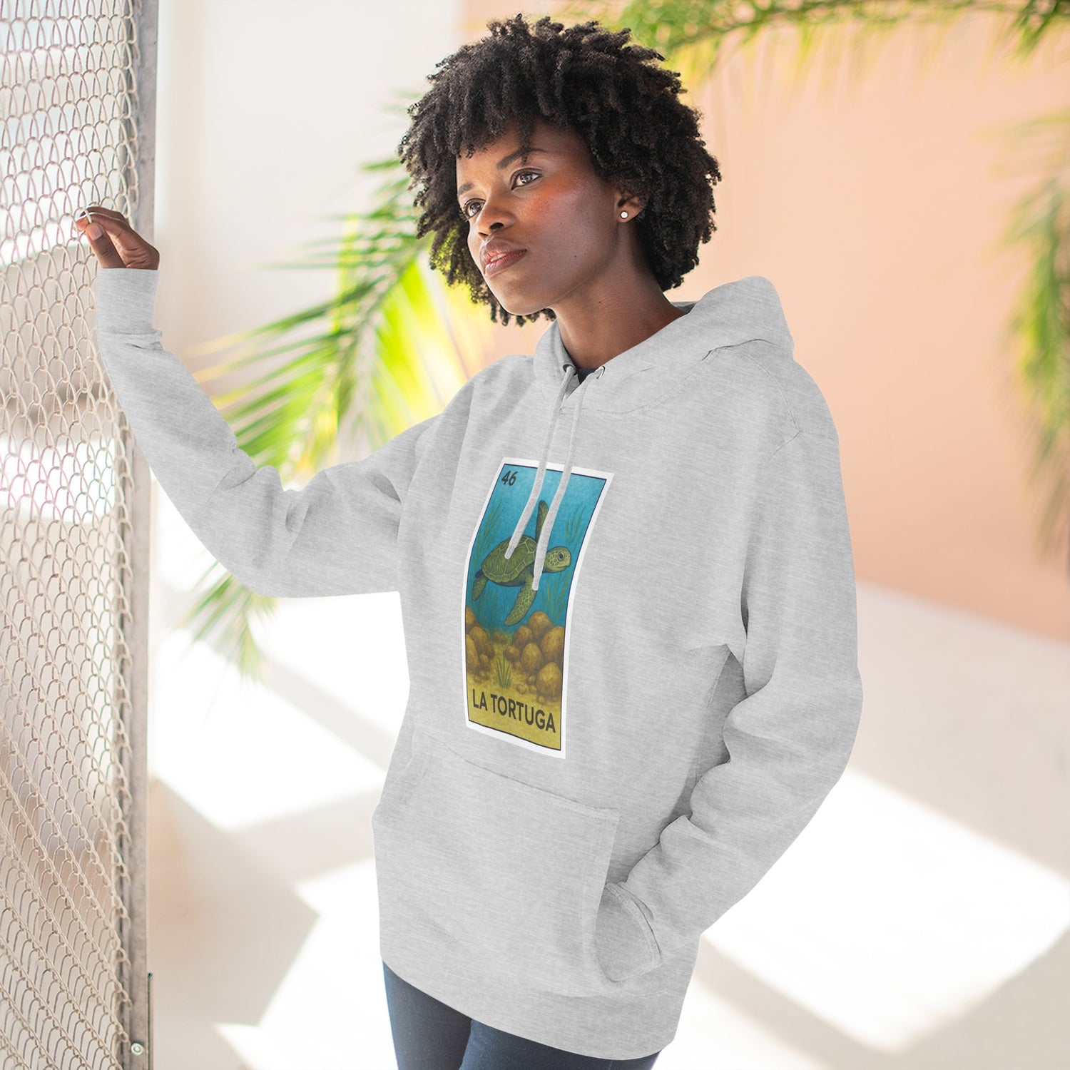 Turtle Lotería Unisex - Pull-Over Cotton Blend Fleece Hoodie (La Tortuga)
