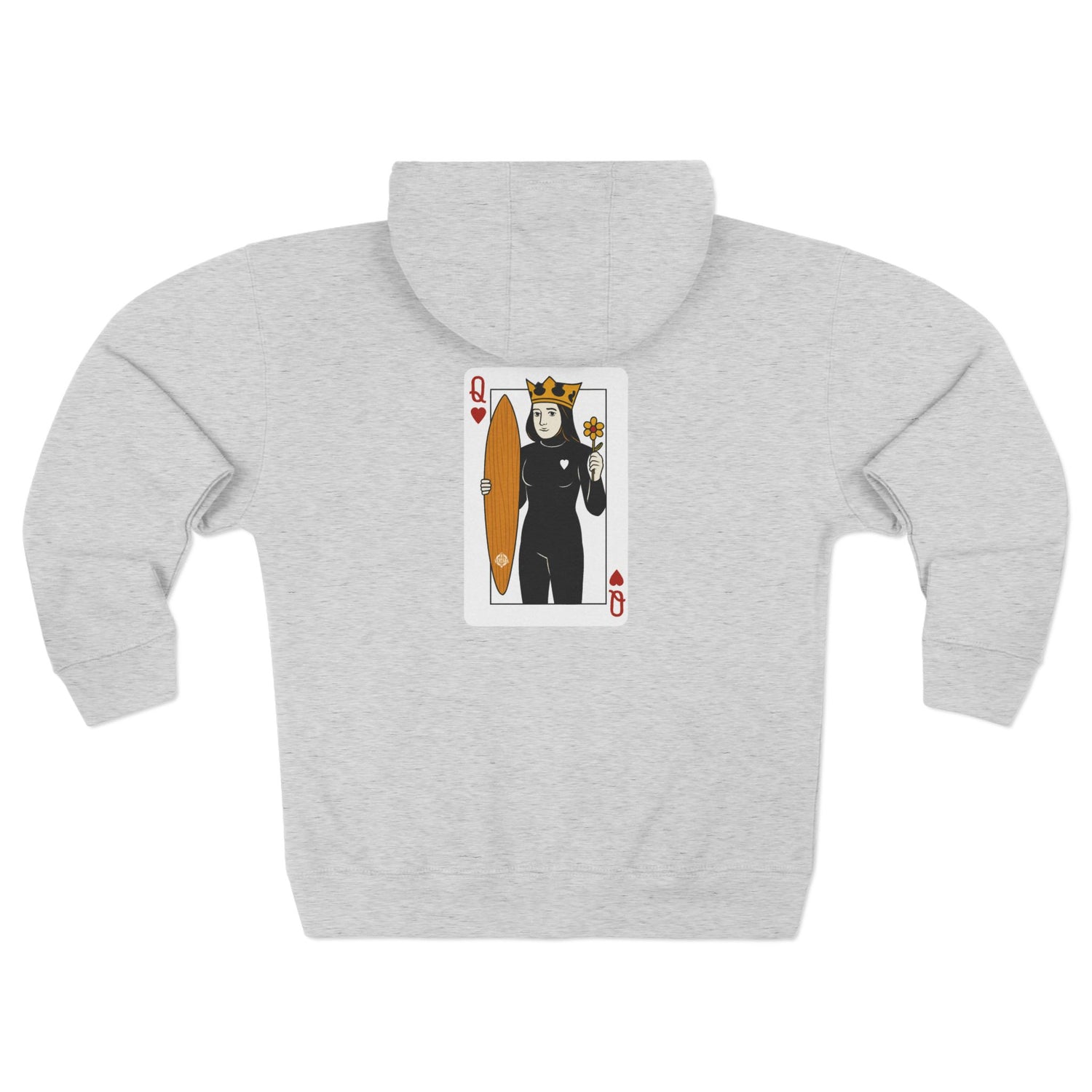 Queen of Hearts Surfer Unisex - Zip Cotton Blend Fleece Hoodie
