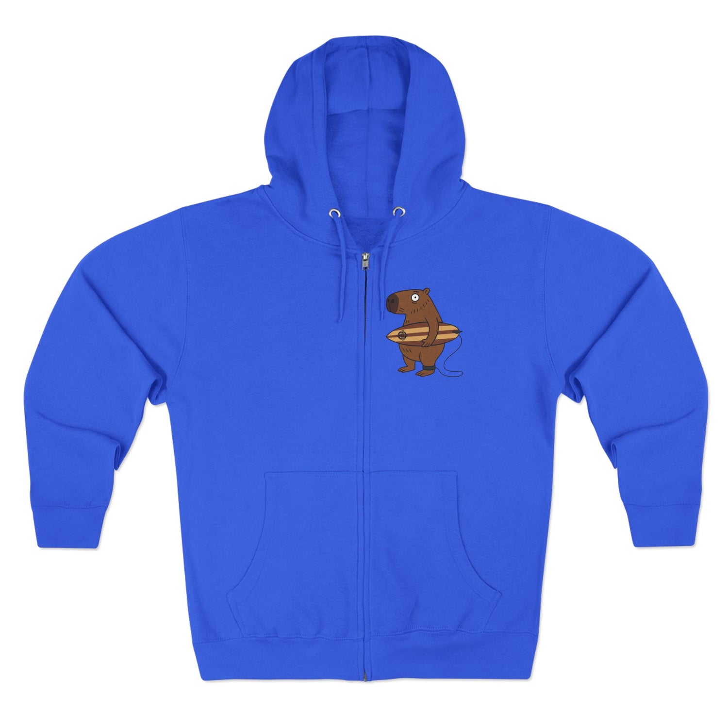 Capybara Surfer Unisex - Zip Cotton Blend Fleece Hoodie