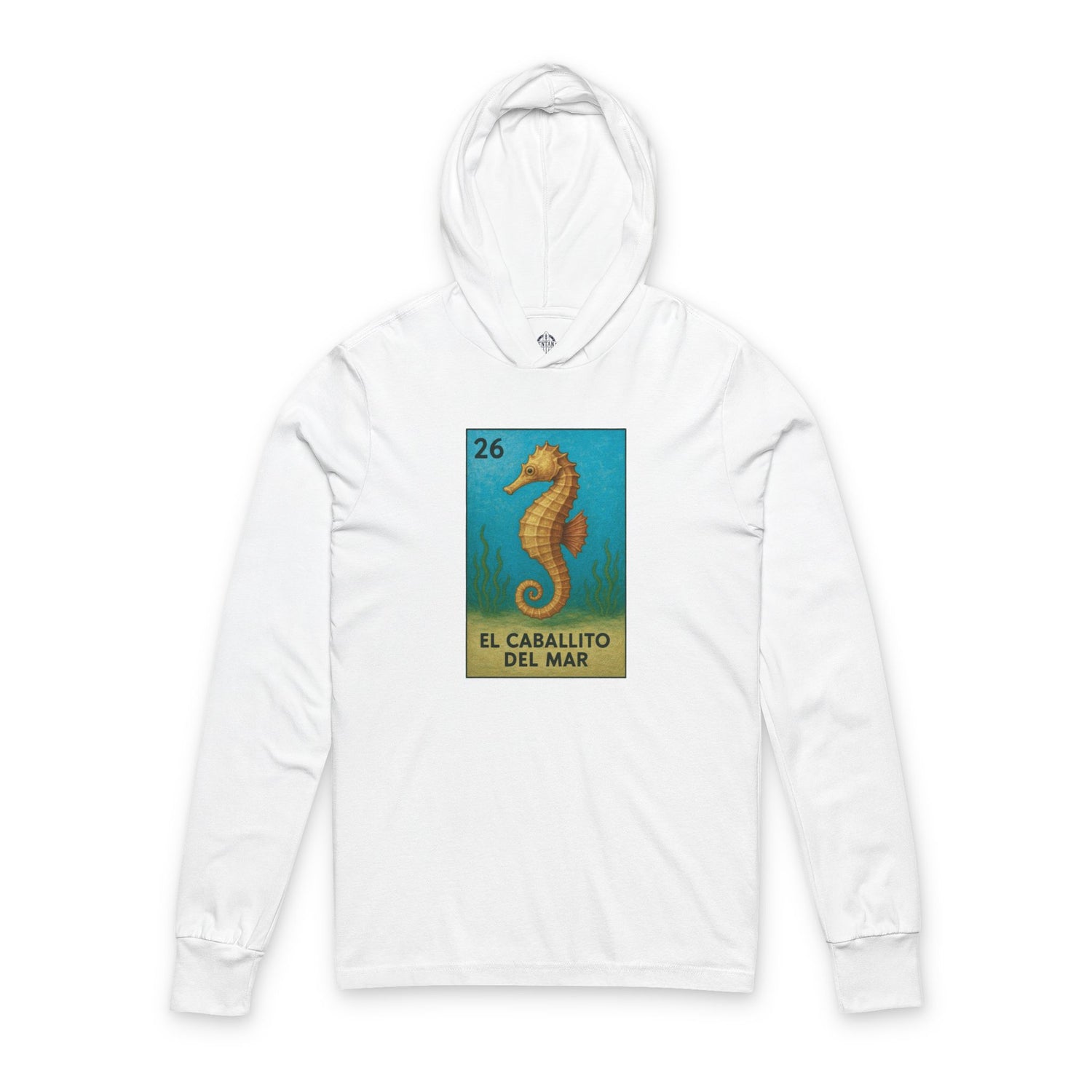 Seahorse Lotería Unisex - Cotton Hooded Long Sleeve Hooded T-Shirt (El Caballito del Mar)