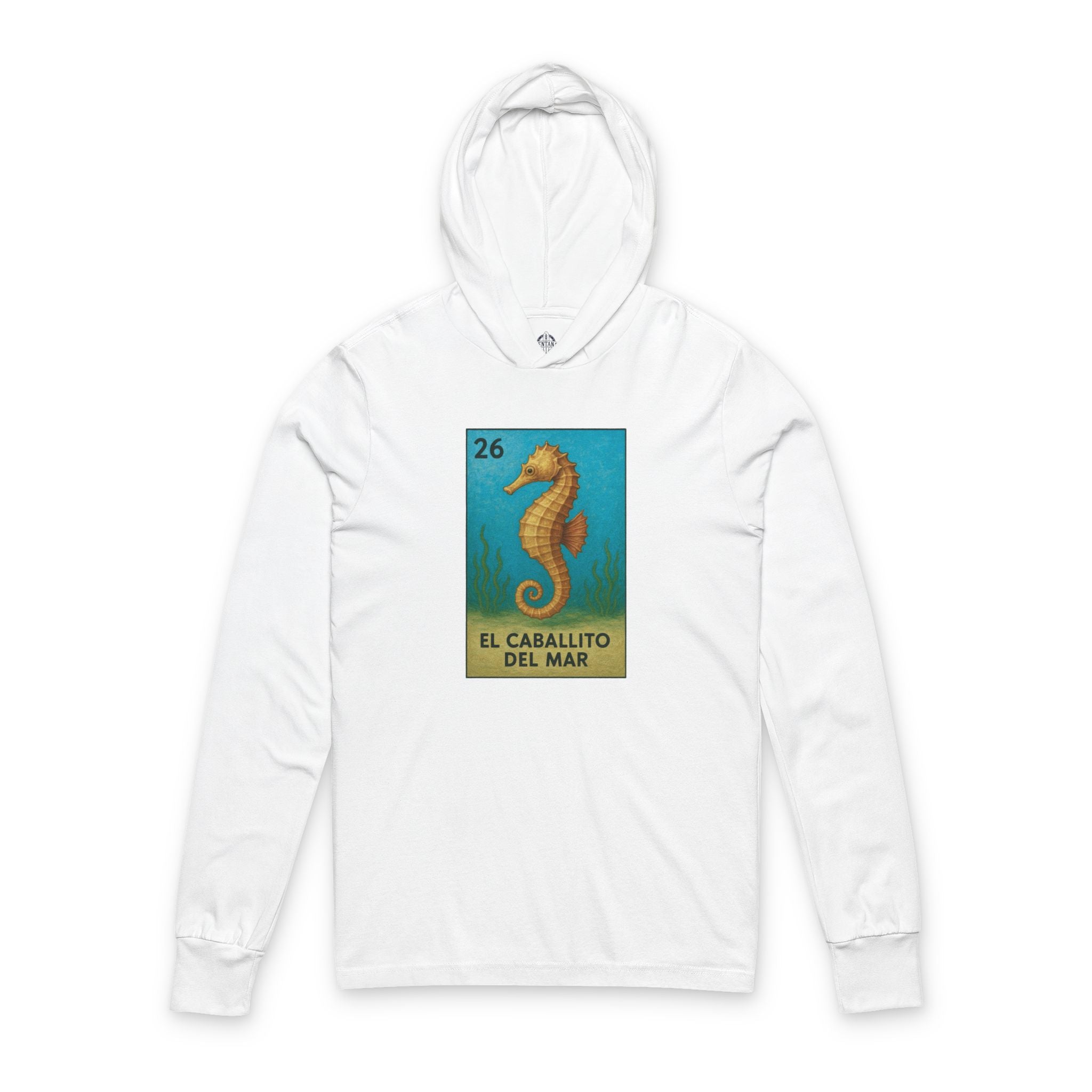 Seahorse Lotería Unisex - Cotton Hooded Long Sleeve Hooded T-Shirt (El Caballito del Mar)