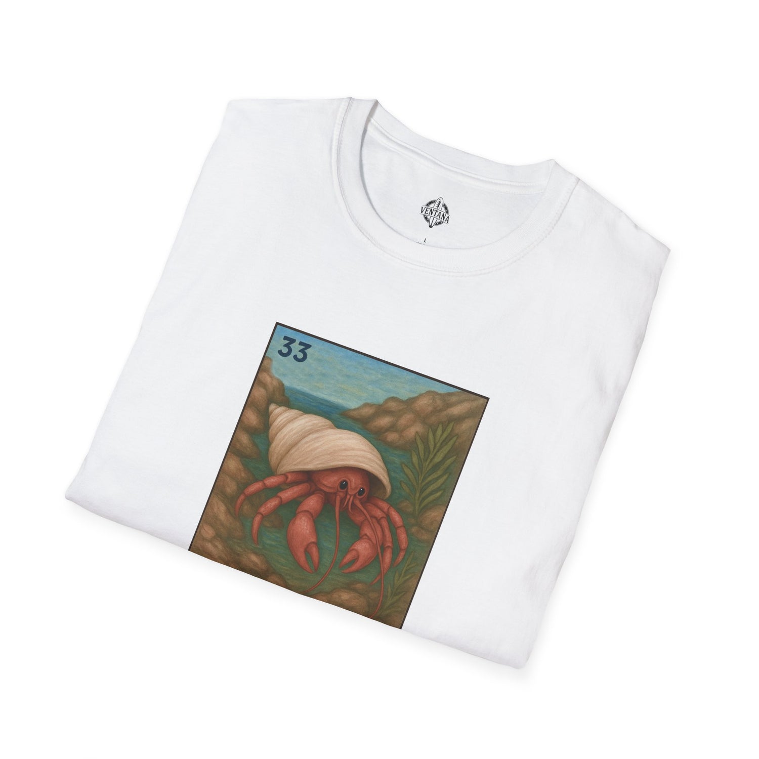 Hermit Crab Lotería Unisex - Soft Style U.S. Cotton T-Shirt (El Cangrejo Ermitaño)