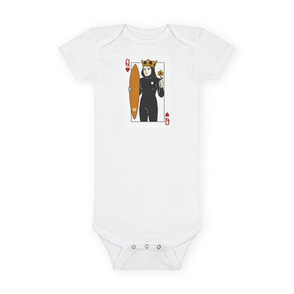 Queen of Hearts Surfer - Baby Short Sleeve 100% Cotton Onesie