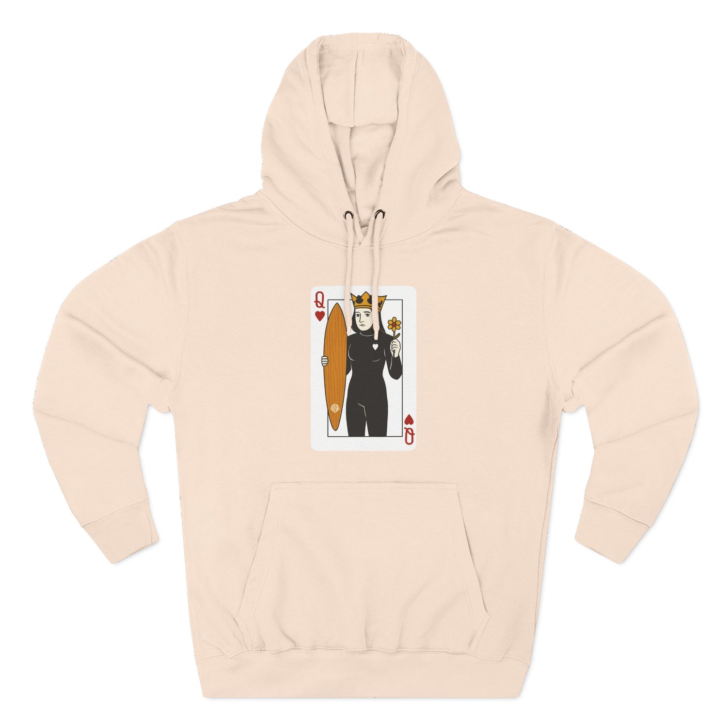 Queen of Hearts Surfer Unisex - Pull-Over Cotton Blend Fleece Hoodie