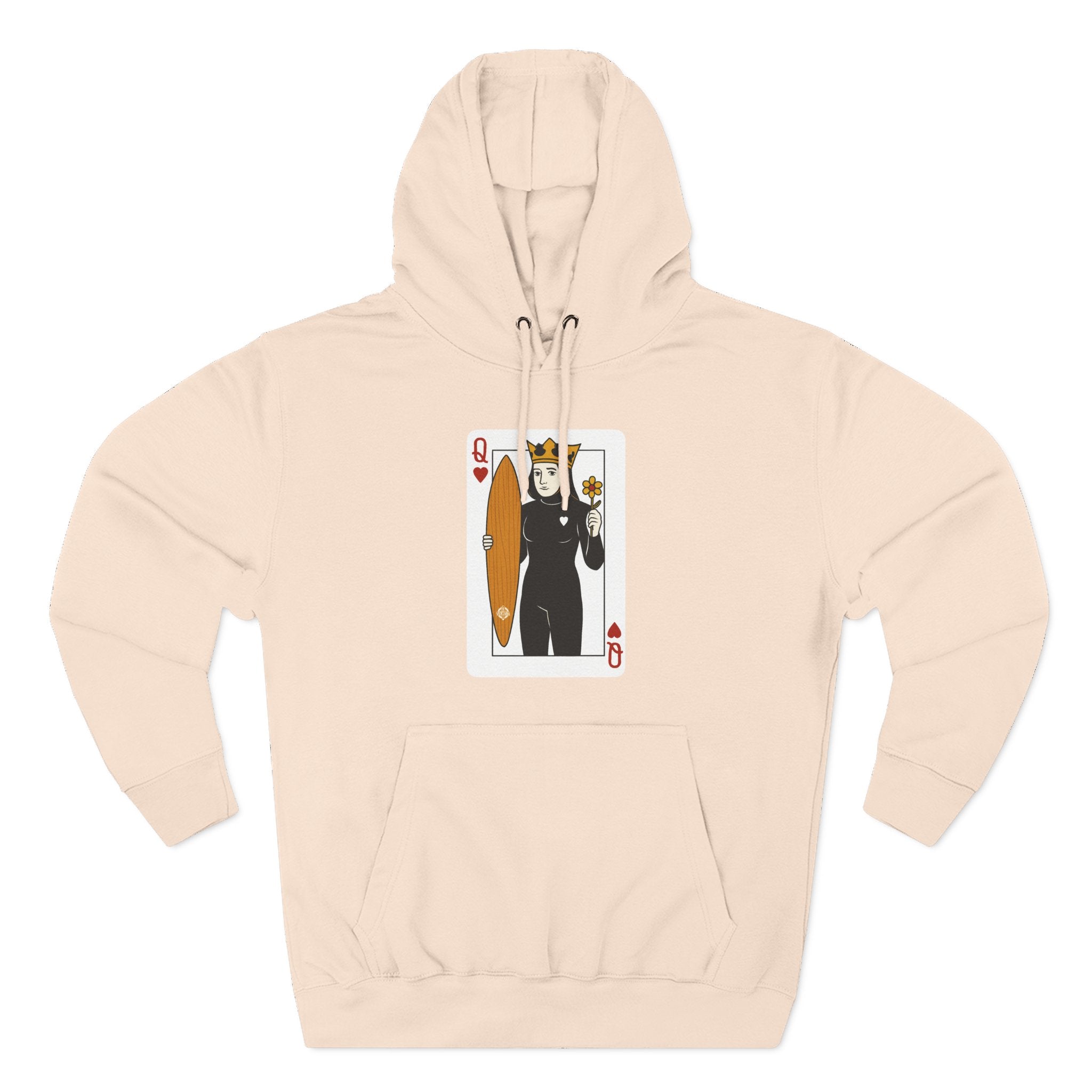 Queen of Hearts Surfer Unisex - Pull-Over Cotton Blend Fleece Hoodie