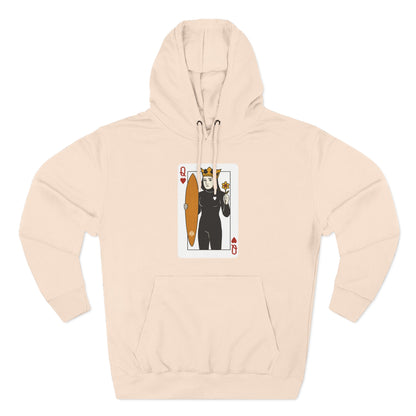 Queen of Hearts Surfer Unisex - Pull-Over Cotton Blend Fleece Hoodie