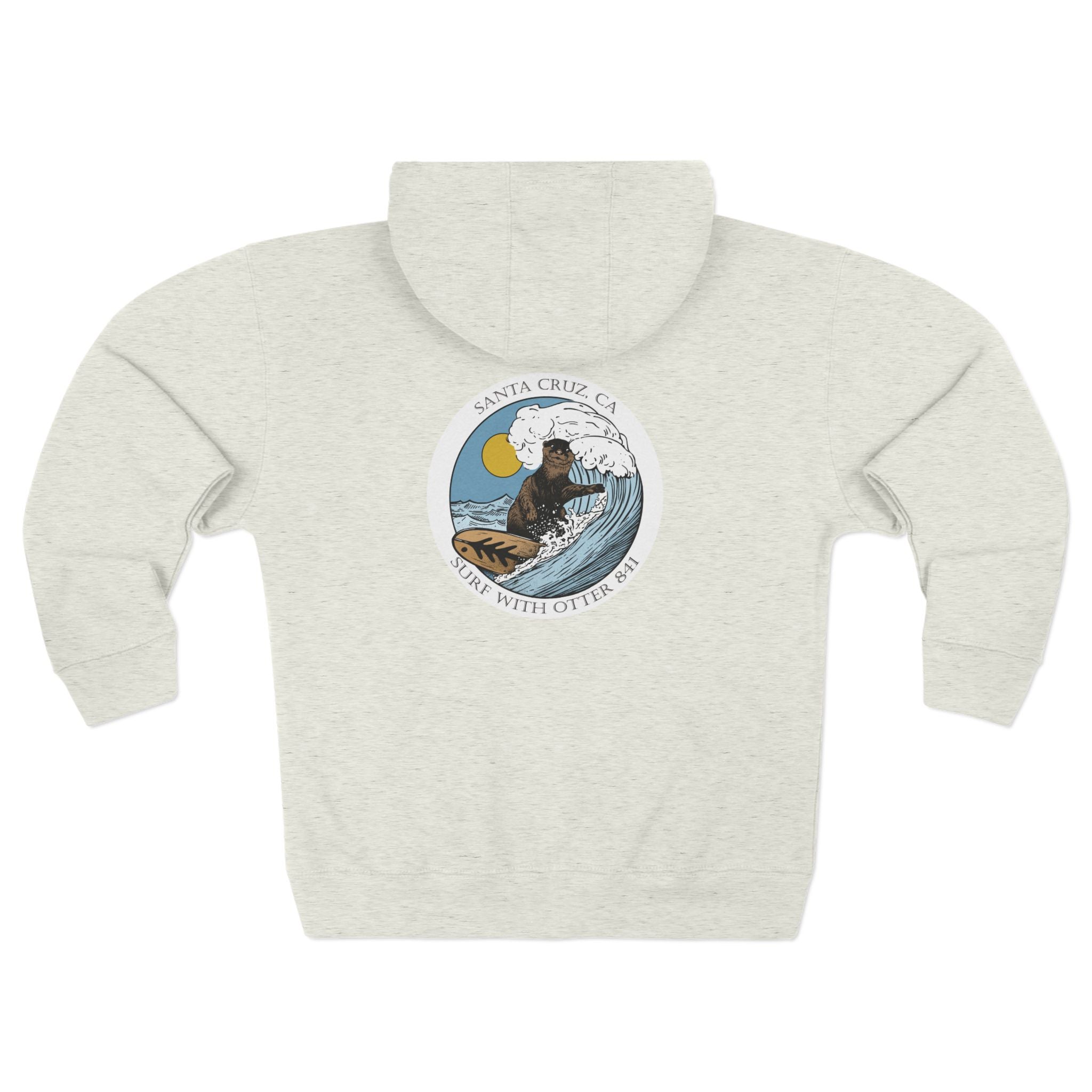 Surf with Otter 841 by Thiago Bianchini Unisex - Zip Cotton Blend Fleece Hoodie