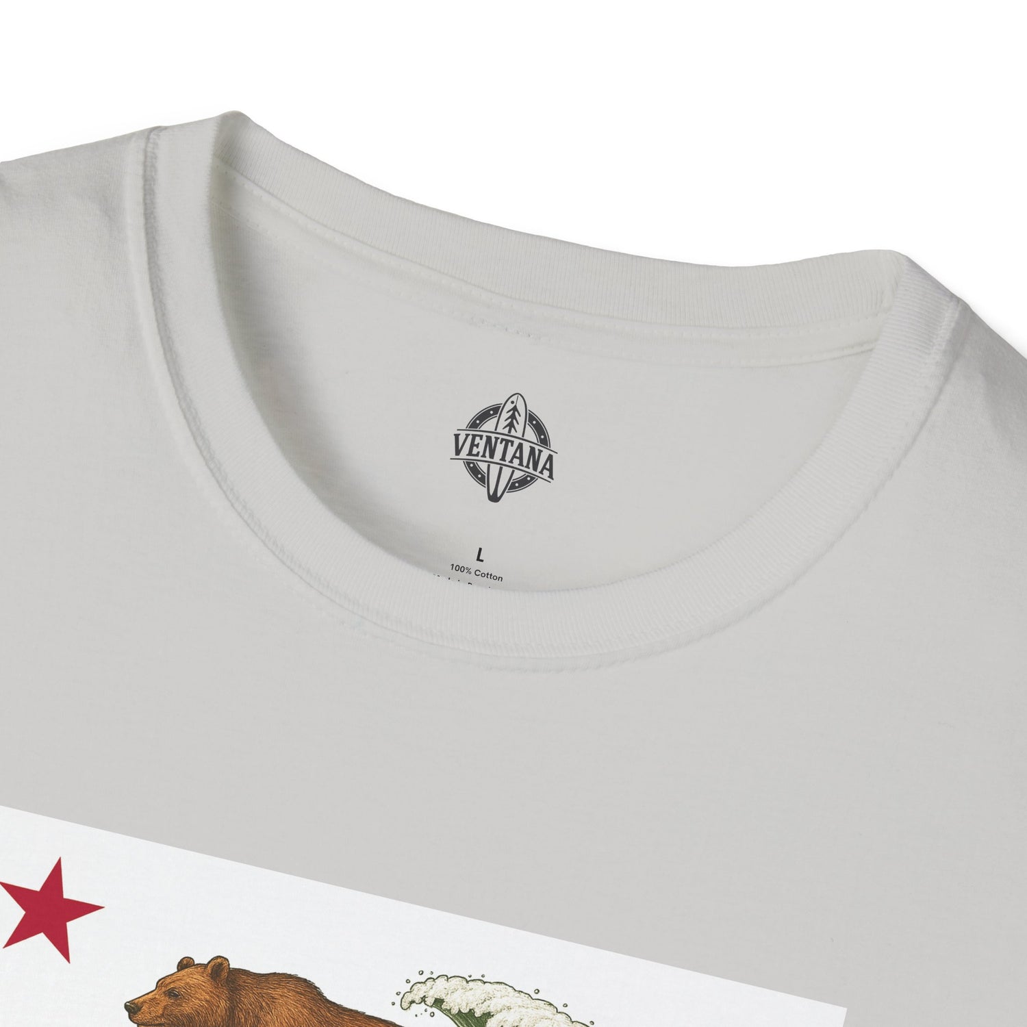 California Surfing Bear Flag Unisex - Soft Style U.S. Cotton T-Shirt