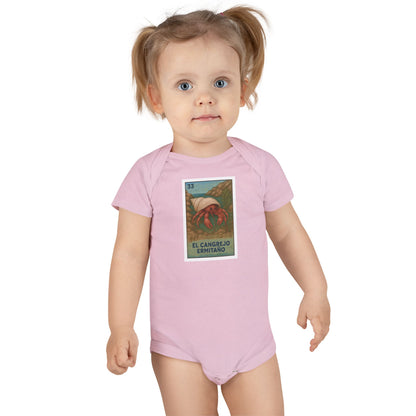Hermit Crab Lotería - Baby Short Sleeve 100% Cotton Onesie (El Cangrejo Ermitaño)