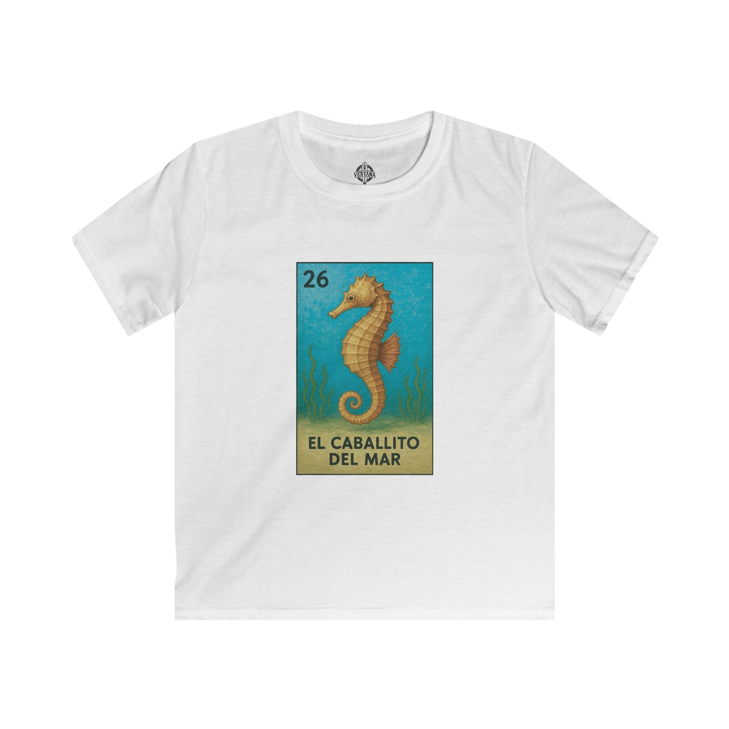 Seahorse Lotería Kids - Soft Style U.S. Cotton T-Shirt (El Caballito del Mar)