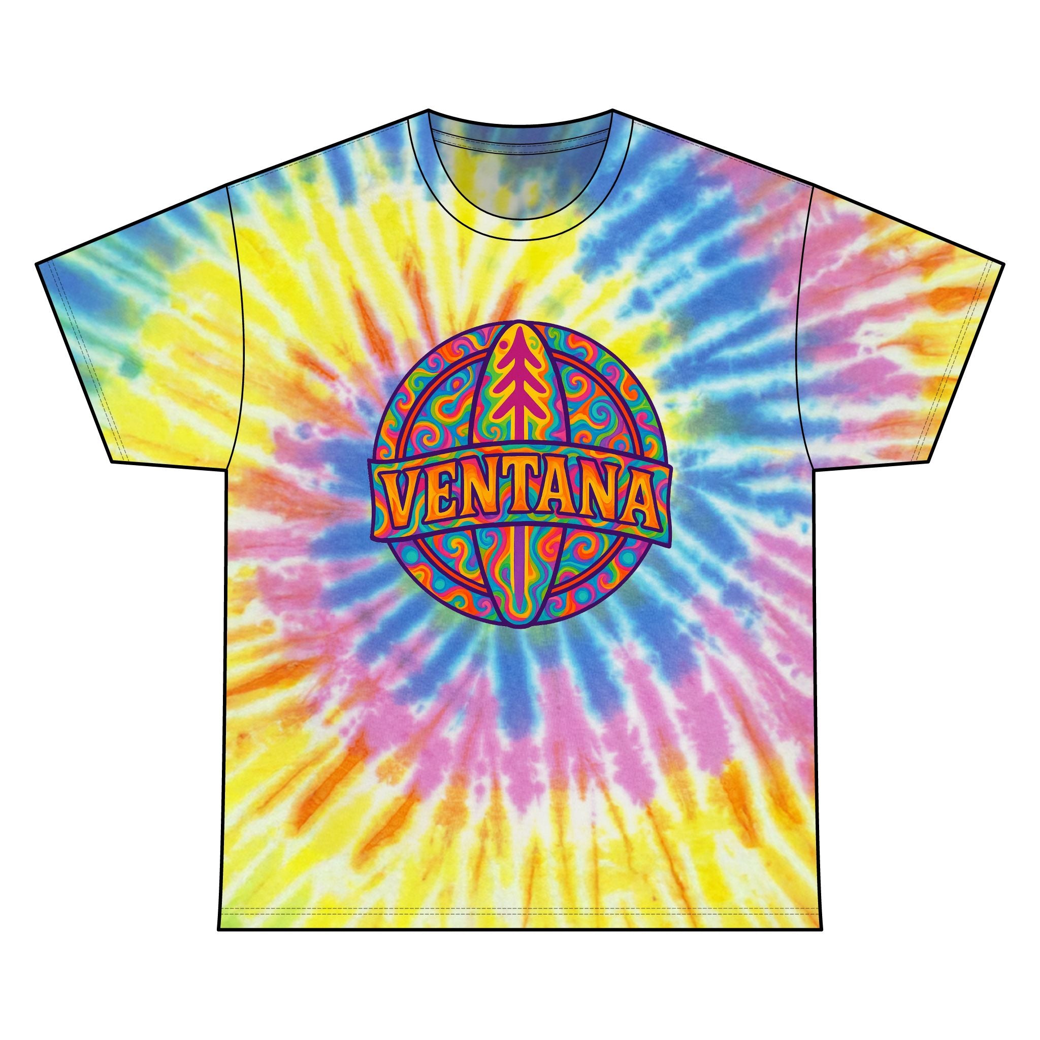 Ventana Psychedelic Treefish Logo Tie Dye Unisex - 100% Cotton T-Shirt